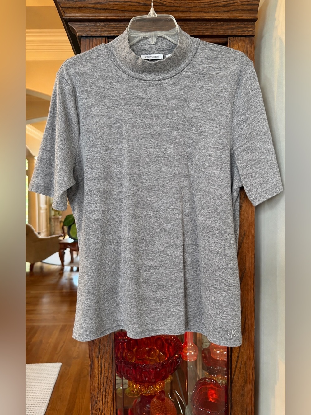 Calvin Klein Short Sleeve Mock Turtleneck Grey XL